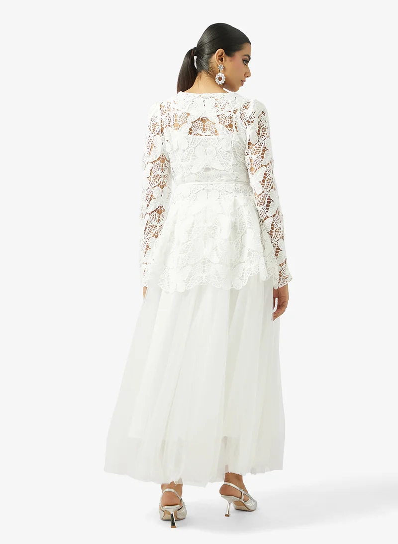 Khizana Lace Peplum Top & Skirt Set